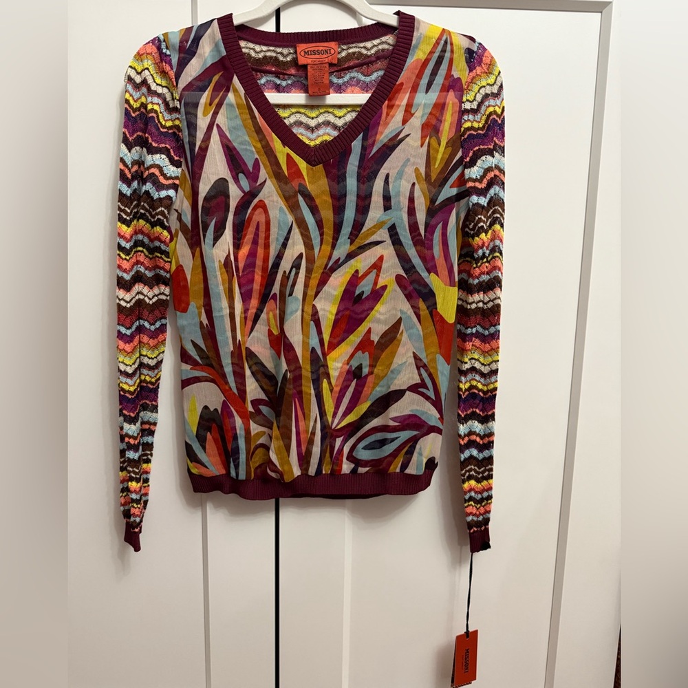 Missoni for Target NWT Chevron Zig Zag Pattern And Leaves Print top